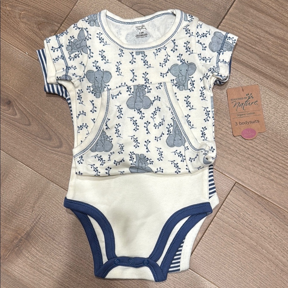 Natures Purest Blue and Cream Bodysuit with Nature-Inspired Design